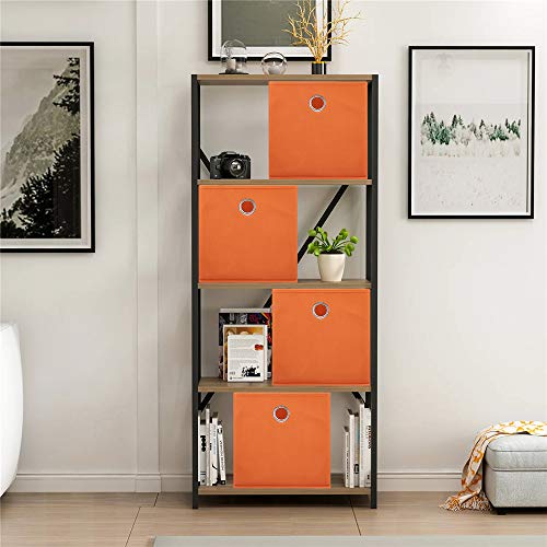 Orange Cube Storage Bins 11x11x11 Decorative Storage Cubes Boxes Foldable Organizer Storage Baskets Fabric Cubbies Drawers Collapsible Cubes Inserts Storage for Closet Organizer Shelves,QY-SC20-6