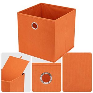 Orange Cube Storage Bins 11x11x11 Decorative Storage Cubes Boxes Foldable Organizer Storage Baskets Fabric Cubbies Drawers Collapsible Cubes Inserts Storage for Closet Organizer Shelves,QY-SC20-6