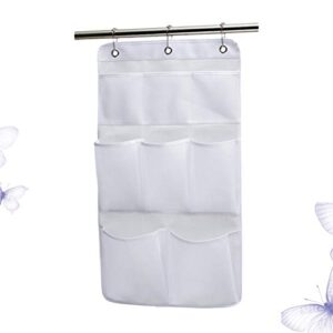 TOPBATHY Large Mesh Shower Caddy Quick Dry Hanging Bath Organizer with 4 Pockets,Hang on Shower Curtain Rod/Liner Hooks/Door for Bathroom Accessories,Space Saving