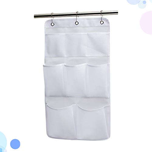 TOPBATHY Large Mesh Shower Caddy Quick Dry Hanging Bath Organizer with 4 Pockets,Hang on Shower Curtain Rod/Liner Hooks/Door for Bathroom Accessories,Space Saving