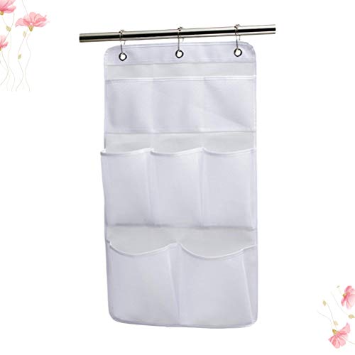 TOPBATHY Large Mesh Shower Caddy Quick Dry Hanging Bath Organizer with 4 Pockets,Hang on Shower Curtain Rod/Liner Hooks/Door for Bathroom Accessories,Space Saving