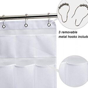 TOPBATHY Large Mesh Shower Caddy Quick Dry Hanging Bath Organizer with 4 Pockets,Hang on Shower Curtain Rod/Liner Hooks/Door for Bathroom Accessories,Space Saving