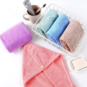 Aivoch Hair Drying Towels, 5pcs Twist Women's Soft Shower Towels for Hair Turban Wrap Drying Head Towels for Girl Women (25 x 65cm)