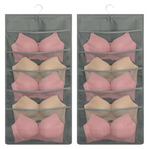 lirex closet hanger organizer with 10 pockets, 1 pack foldable underwear hanging organizer bra storage oxford cloth universal fit closet space saver for family bedroom