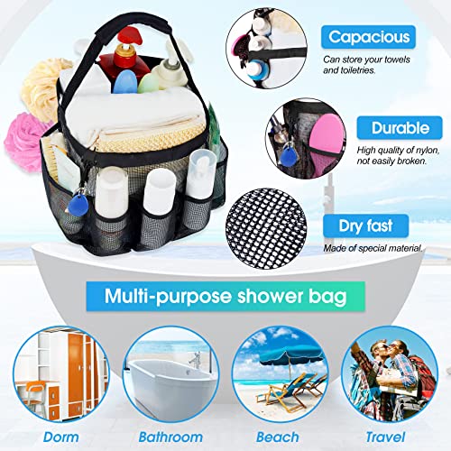 Attmu Mesh Shower Caddy Portable for College Dorm Room Essentials with 8 Pockets, Large Capacity Hanging Shower Caddy Dorm Basket, Quick Dry Shower Tote Bag for Bathroom