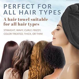 Scala Microfiber Turban Hair Towel Wrap (2 Pack) for Women - Fast Dry, Super Absorbent, Anti-Frizz, Tangle-Free, Quick Drying and Plopping for Wet Curly Hair