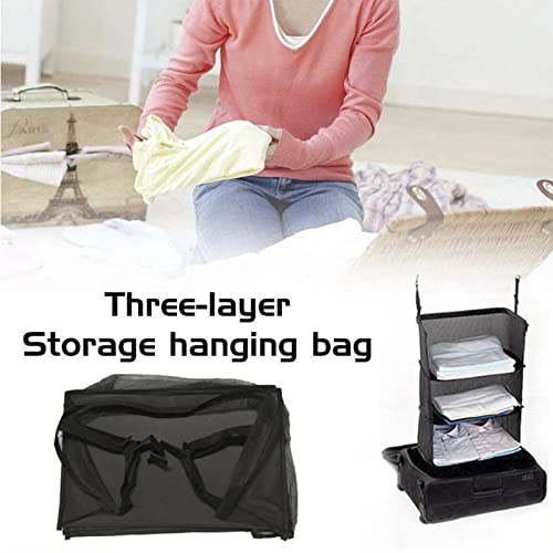 Jaugufiy Hanging Closet Storage Bag Multi-layer Hanging Travel Shelves Suitcase Foldable Hanging Packing Cubes Suitcase Storage Bag for Travel for Wardrobe