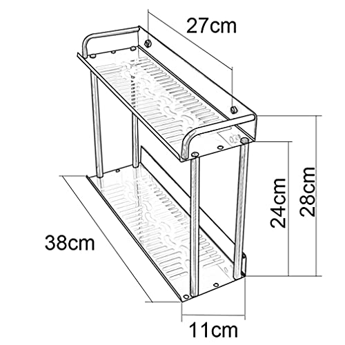 2 Tiers Rectangular Wall Storage Shelf Stainless Steel Toilet Organizer Multipurpose Bathroom Shelves Durable Bath Accessory