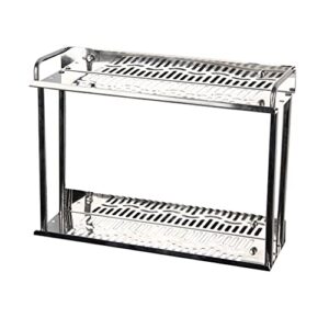 2 Tiers Rectangular Wall Storage Shelf Stainless Steel Toilet Organizer Multipurpose Bathroom Shelves Durable Bath Accessory