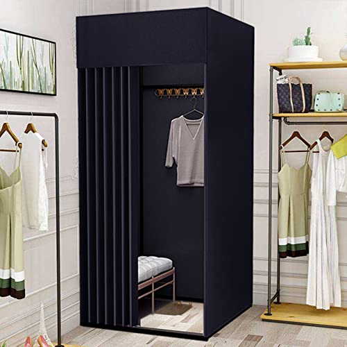 MORN Fitting Room, 43x43x78 inch Clothing Store Changing Room, Strong Shading, Better Privacy Protection Fitting Room-Easy to Assemble, Clothing Store, Private Space (Black) ( Color : Black )