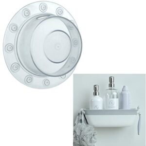 slipx solutions clear bottomless bath overflow drain cover and white suction shower basket caddy