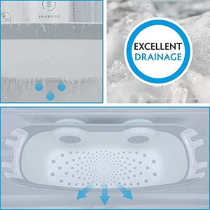 SlipX Solutions Clear Bottomless Bath Overflow Drain Cover and White Suction Shower Basket Caddy