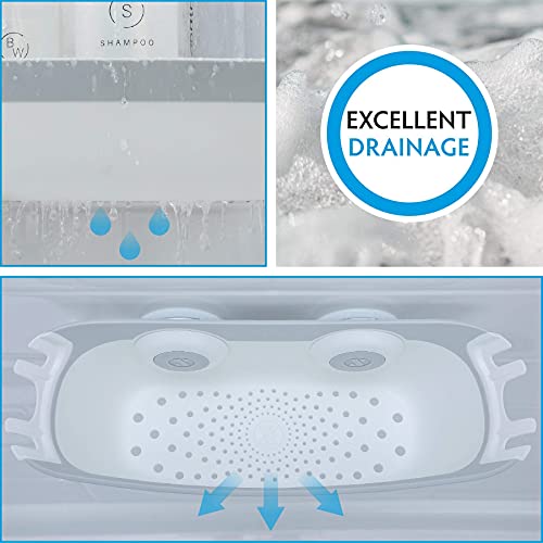 SlipX Solutions Clear Bottomless Bath Overflow Drain Cover and White Suction Shower Basket Caddy