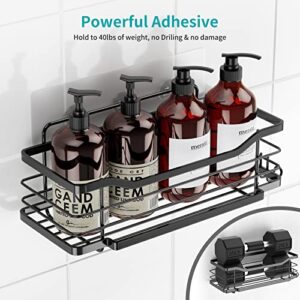 Shower Caddy, 5-Pack Shower Shelf, Adhesive Shower Organizer No Drilling with Soap Holder, 7 Hooks, Rustproof Stainless Steel Shower Rack Wall Mounted Bathroom Shower Storage Shelves for Inside Shower