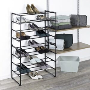 Richards Homewares Freestanding Shoe Rack, 4-Tier Holds Upto 12-Pair, Matte Black