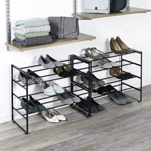 Richards Homewares Freestanding Shoe Rack, 4-Tier Holds Upto 12-Pair, Matte Black