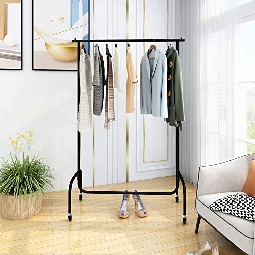 VERFARM Black Garment Rack, Heavy Duty Clothing Rolling Rack on Wheels for Hanging Clothes, Clothing Rack for Hanging Clothes