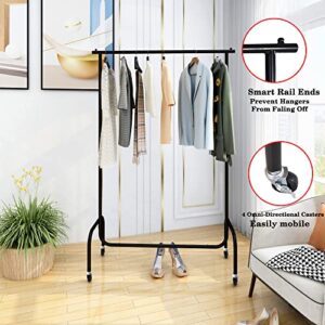 VERFARM Black Garment Rack, Heavy Duty Clothing Rolling Rack on Wheels for Hanging Clothes, Clothing Rack for Hanging Clothes