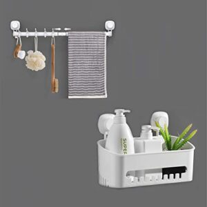luxear suction cup towel bar & suction cup shower caddy
