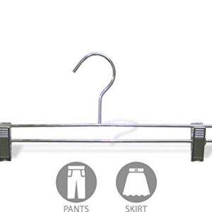 The Great American Hanger Company Chrome Bottom Hanger w/Adjustable Cushion Clips, Box of 25, 14 Inch Strong Metal Pants Hangers for Slacks or Skirts