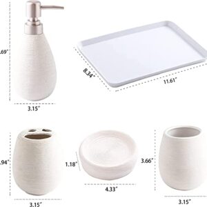 BLBYHO 6 Pieces Textured Ceramic Beige Bathroom Accessory Set, Farmhouse Bath Vanity Countertop Accessory Set, Include Soap Dispenser, Toothbrush Holder, 2 Tumbler, Soap Dish…