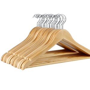 5pcs wooden hangers, smooth finish wooden coat hangers practical suit wardrobe storage drying rack durable closet organizer(yellow)