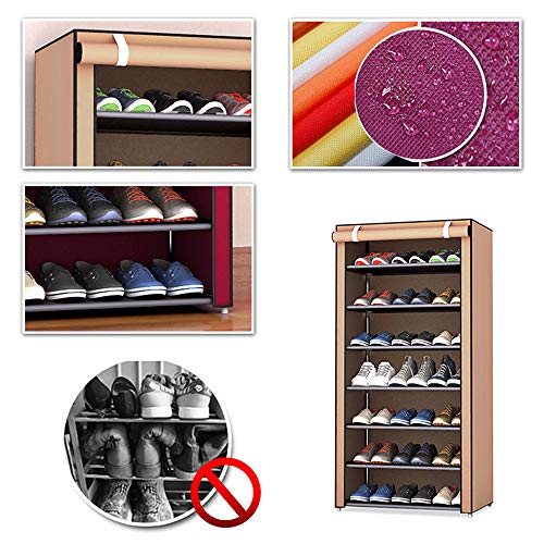 Souarts 4/5/6/8/10Tiers Shoes Rack Storage with Dustproof Cover Closet Shoes Storage Cabinet