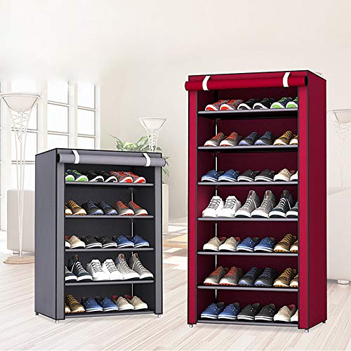 Souarts 4/5/6/8/10Tiers Shoes Rack Storage with Dustproof Cover Closet Shoes Storage Cabinet