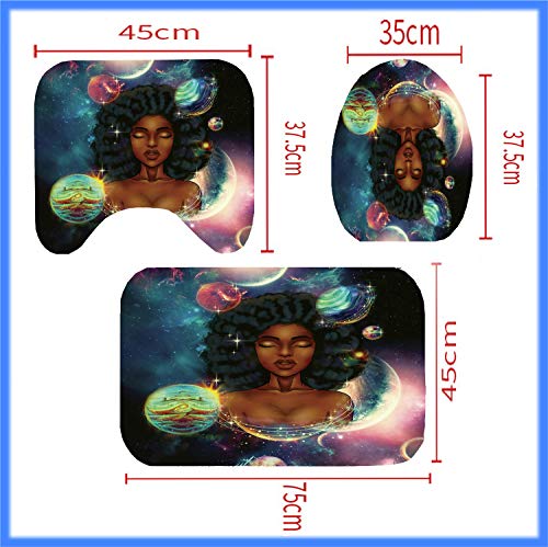 4PCS/Set Dream Girl Shower Curtain Sets with Rugs Waterproof Polyester Shower Curtains for Bathroom Soft Flannel Bathroom Mat Set Non-Slip Bathroom Sets Bath Mat Toilet Mat Lid Cover Set