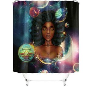 4PCS/Set Dream Girl Shower Curtain Sets with Rugs Waterproof Polyester Shower Curtains for Bathroom Soft Flannel Bathroom Mat Set Non-Slip Bathroom Sets Bath Mat Toilet Mat Lid Cover Set