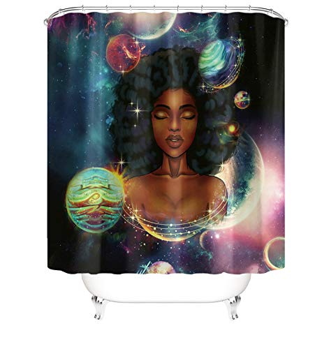 4PCS/Set Dream Girl Shower Curtain Sets with Rugs Waterproof Polyester Shower Curtains for Bathroom Soft Flannel Bathroom Mat Set Non-Slip Bathroom Sets Bath Mat Toilet Mat Lid Cover Set