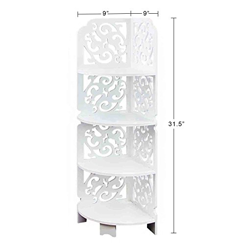 Jerry & Maggie - 4 Tier Storage Closet Organizer 1/4 Cylinder Deluxe Free Stand Shelving Shelves Rack Curve Cabinet - WPC White