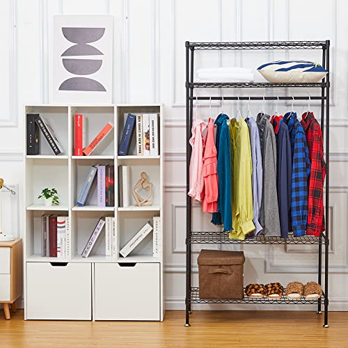 4 Tiers Garment Rack Heavy Duty Clothes Rack for Hanging Clothes,Portable Closet for Bedroom,Laundry Room,Freestanding Closet with Shelves &Hanging Rod,17.72'' x35.5'' x71'',Easy to Assemble,Sturdy