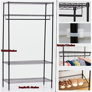 4 Tiers Garment Rack Heavy Duty Clothes Rack for Hanging Clothes,Portable Closet for Bedroom,Laundry Room,Freestanding Closet with Shelves &Hanging Rod,17.72'' x35.5'' x71'',Easy to Assemble,Sturdy