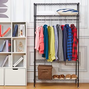 4 Tiers Garment Rack Heavy Duty Clothes Rack for Hanging Clothes,Portable Closet for Bedroom,Laundry Room,Freestanding Closet with Shelves &Hanging Rod,17.72'' x35.5'' x71'',Easy to Assemble,Sturdy