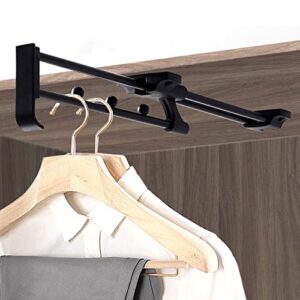 autuwintor hanger rail pull-out closet rod telescopic wardrobe pull out clothes hanger rail with mounting screws top-mounted black 14" heavy duty retractable quantity-1pcs