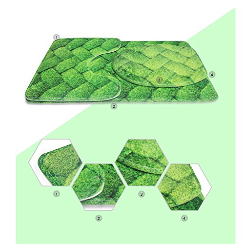 Buybai Funny Modern Home Decor Bathroom Carpet/Contour/Lid Cover Anti-Slip 3 Piece Set Washable (Butterfly)