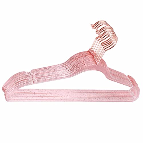 mumisuto Hangers,10Pcs Clothes Hangers 40cm Crystal Cut Hangers for Clothes,Heavy Duty Plastic Hanger Set Closet Wardrobe Hangers for Coat Jackets Pants Shirts T-Shirts Dresses (Pink)