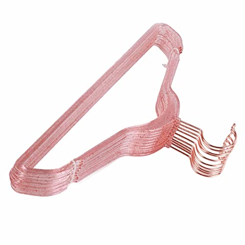 mumisuto Hangers,10Pcs Clothes Hangers 40cm Crystal Cut Hangers for Clothes,Heavy Duty Plastic Hanger Set Closet Wardrobe Hangers for Coat Jackets Pants Shirts T-Shirts Dresses (Pink)