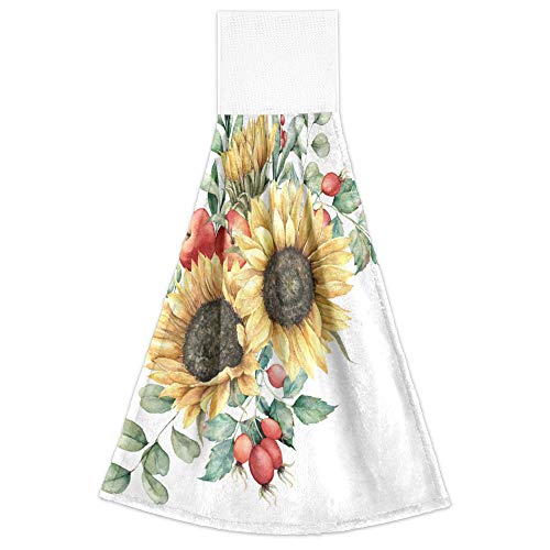 Aslsiy Summer Sunflowers Hanging Kitchen Towels Hand Tie Towel Fast Drying Dish Towel Tea Towels for Kicthen Bath Tabletop Gym Home Decor Set of 2