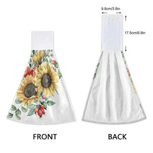 Aslsiy Summer Sunflowers Hanging Kitchen Towels Hand Tie Towel Fast Drying Dish Towel Tea Towels for Kicthen Bath Tabletop Gym Home Decor Set of 2