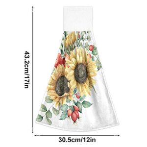 Aslsiy Summer Sunflowers Hanging Kitchen Towels Hand Tie Towel Fast Drying Dish Towel Tea Towels for Kicthen Bath Tabletop Gym Home Decor Set of 2