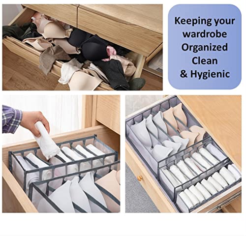 Fitster Wardrobe clothes organizer - 7 pieces meshed transparent organizers - suitable for organizing pants, socks, bra, leggings, shirts (White) (White)