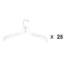 Super Heavy-Duty 17 inch Wide Clear Plastic Adult Shirt Hangers with Swivel Hook and Notched Shoulders (Quantity 25) (Clear, 25)