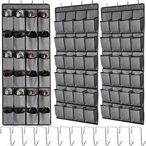shappy 3 pack over the door shoe organizer rack with 24 large fabric pockets 12 metal hooks for hanging closet holder storage men women