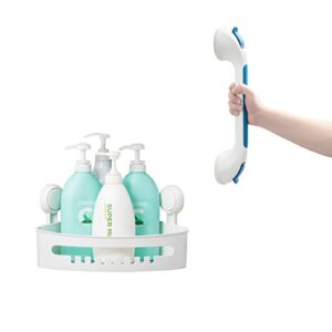 taili suction shower grab bar + corner shower caddy bathroom safety handle bathroom organizer no drilling and removable suction mounted