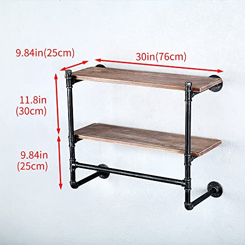 SULIANG Industrial Pipe Clothing Rack Wall Mounted Clothes Rack,Pipe Clothing Rack with Shelf Clothes Rack with Shelves,Retail Shelving Garment Rack