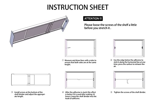 GNEOUS Greal Expandable Closet Shelf Storage Rack Adjustable Metal Organizer Divider Separator for Cabinet Wardrobe Cupboard Kitchen Bathroom, 7.87" Width