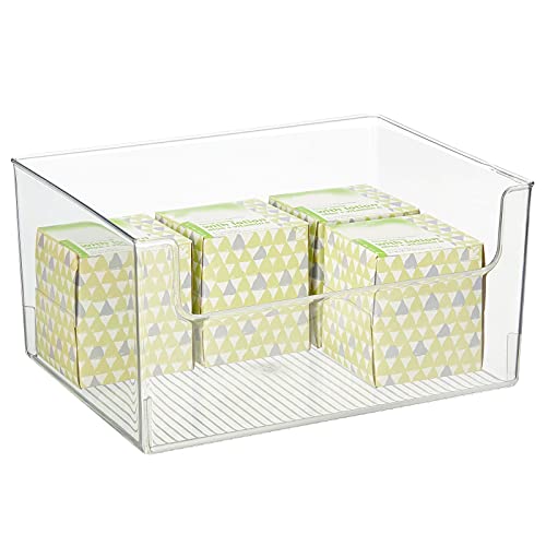 mDesign Large Modern Plastic Open Front Dip Storage Organizer Bin Basket for Bathroom Organization - Vanity Shelf, Cubby, Cabinet, and Closet Organizing Decor - Ligne Collection - 8 Pack - Clear