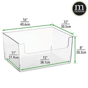 mDesign Large Modern Plastic Open Front Dip Storage Organizer Bin Basket for Bathroom Organization - Vanity Shelf, Cubby, Cabinet, and Closet Organizing Decor - Ligne Collection - 8 Pack - Clear